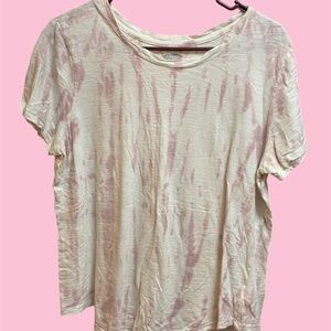 Old Navy Everywear Women’s White/Pink Short Sleeve Pink Tie Dye T-shirt Size L